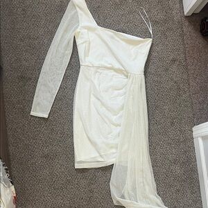 Windsor Shimmering Cream One-Shoulder Dress